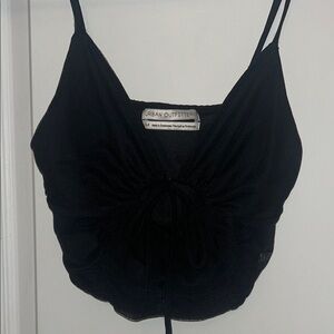 Urban Outfitters Black Gathered Crop Top- Mesh- Adjustable straps